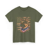 German Shepherd USA Flag Shepherd T-Shirt - Military Green