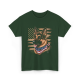 German Shepherd USA Flag Shepherd T-Shirt - Forest Green