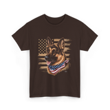 German Shepherd USA Flag Shepherd T-Shirt - Dark Chocolate