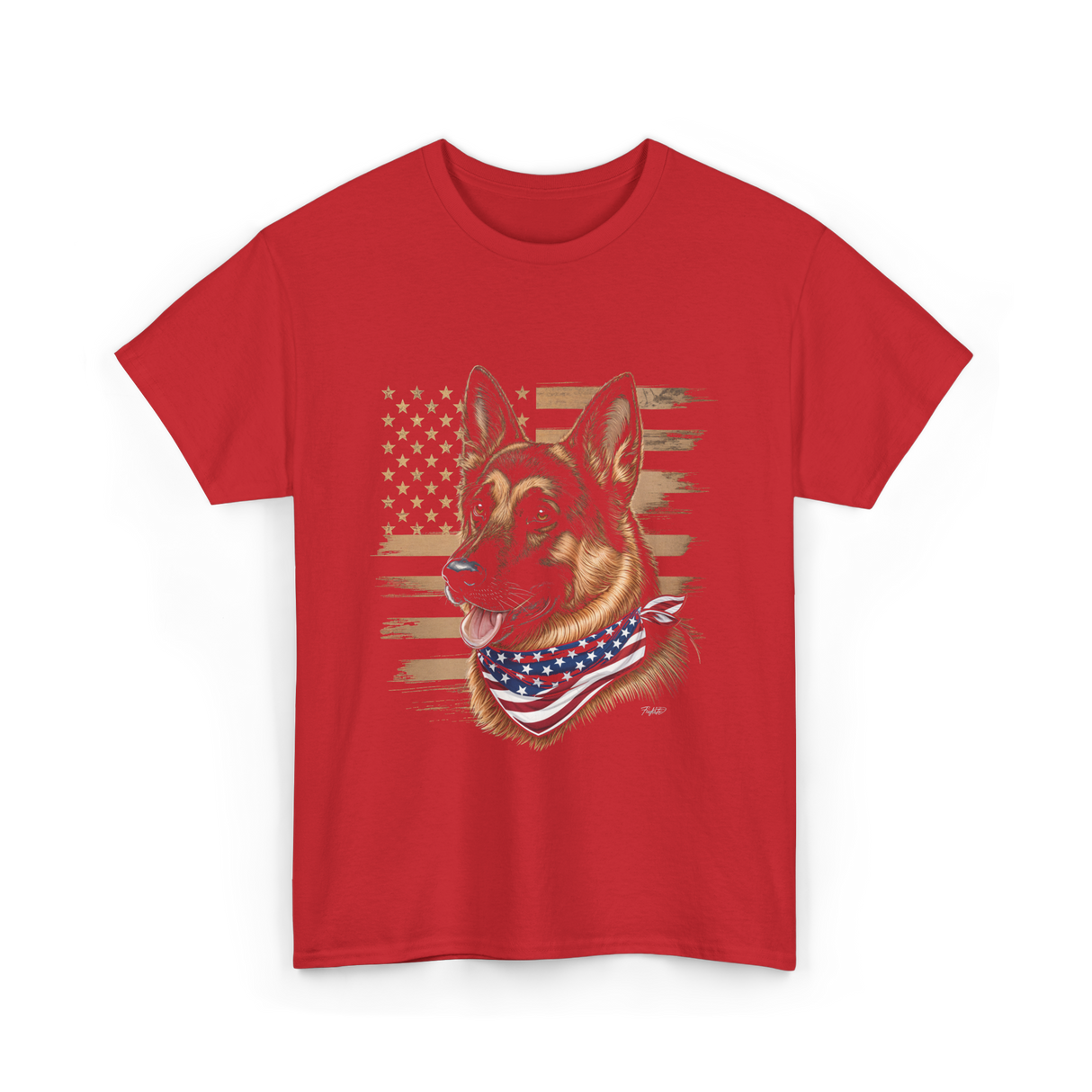 German Shepherd USA Flag Shepherd T-Shirt - Red