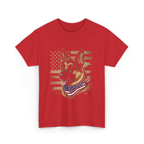 German Shepherd USA Flag Shepherd T-Shirt - Red