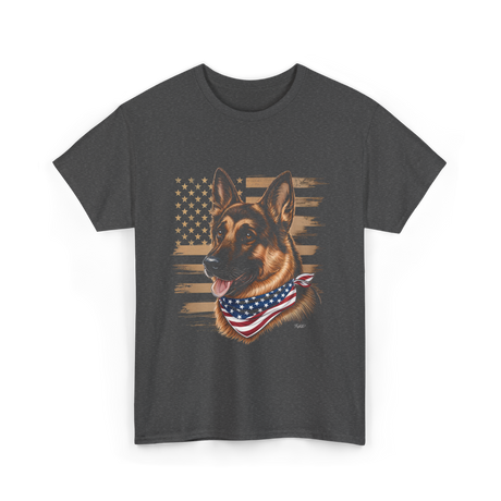 German Shepherd USA Flag Shepherd T-Shirt - Dark Heather