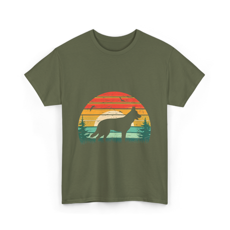 German Shepherd Vintage Retro Dog T-Shirt - Military Green
