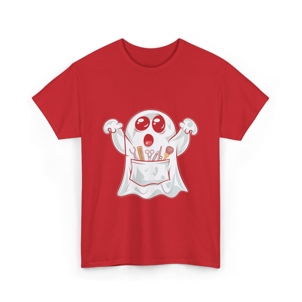 Ghost Barber Hairstylist Halloween Costume T-Shirt - Red