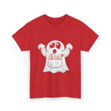 Ghost Barber Hairstylist Halloween Costume T-Shirt - Red