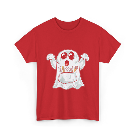 Ghost Barber Hairstylist Halloween Costume T-Shirt - Red