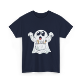 Ghost Barber Hairstylist Halloween Costume T-Shirt - Navy