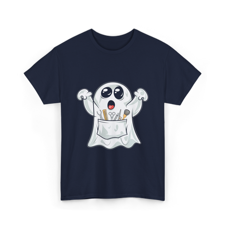 Ghost Barber Hairstylist Halloween Costume T-Shirt - Navy