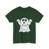 Ghost Barber Hairstylist Halloween Costume T-Shirt - Forest Green