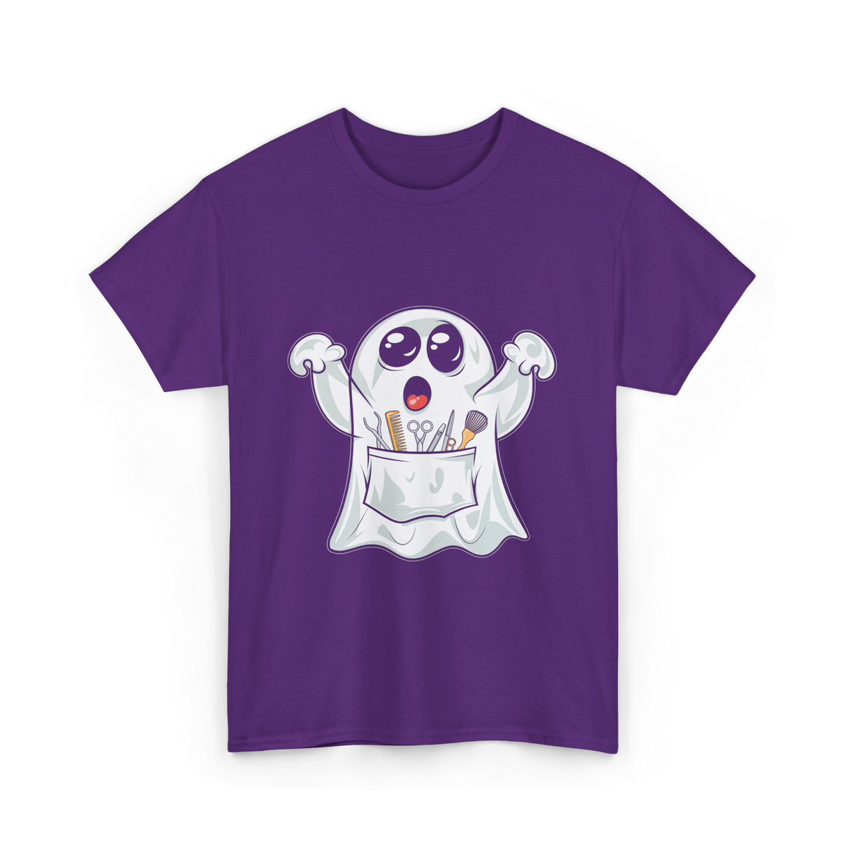 Ghost Barber Hairstylist Halloween Costume T-Shirt - Purple