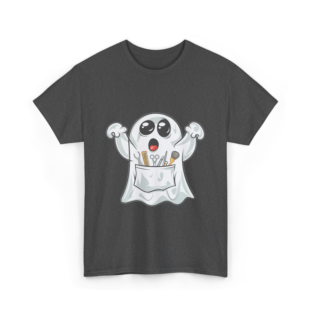 Ghost Barber Hairstylist Halloween Costume T-Shirt - Dark Heather