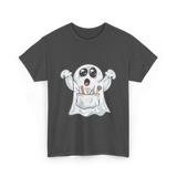 Ghost Barber Hairstylist Halloween Costume T-Shirt - Dark Heather