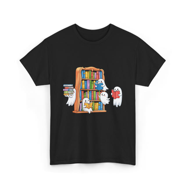 Ghosts Reading Books Halloween Librarian T-Shirt - Black