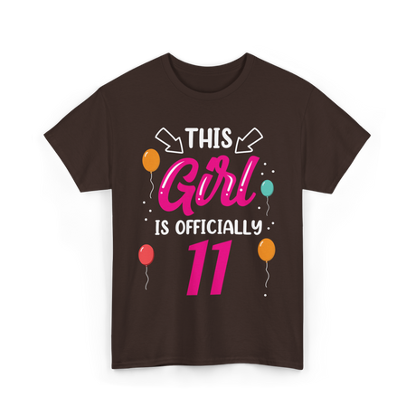 Girl 11 Birthday Age Girls T-Shirt - Dark Chocolate