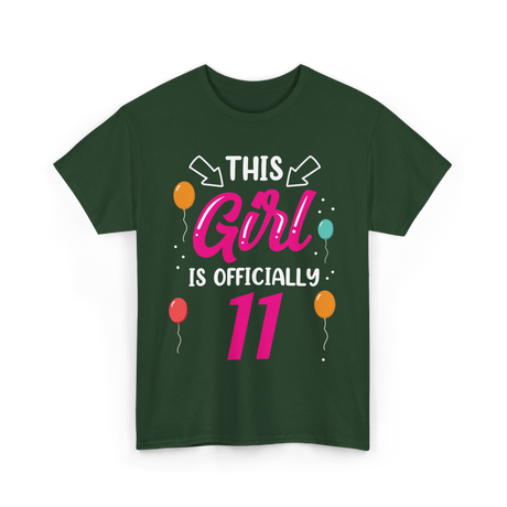 Girl 11 Birthday Age Girls T-Shirt - Forest Green