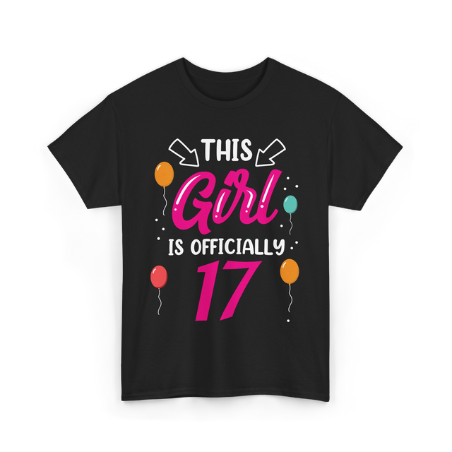 Girl 17 Birthday Celebration T-Shirt - Black