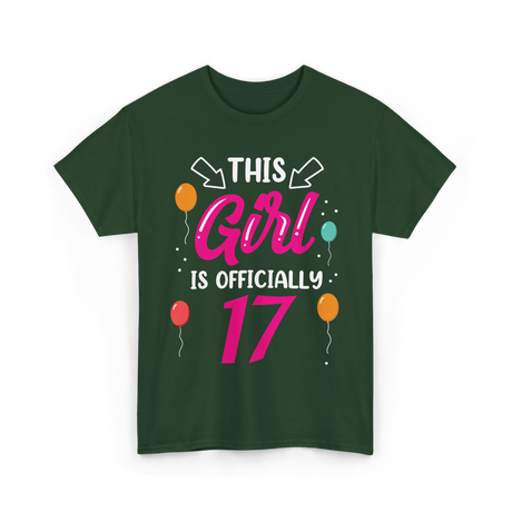 Girl 17 Birthday Celebration T-Shirt - Forest Green