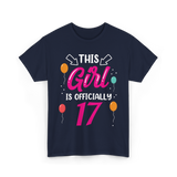 Girl 17 Birthday Celebration T-Shirt - Navy