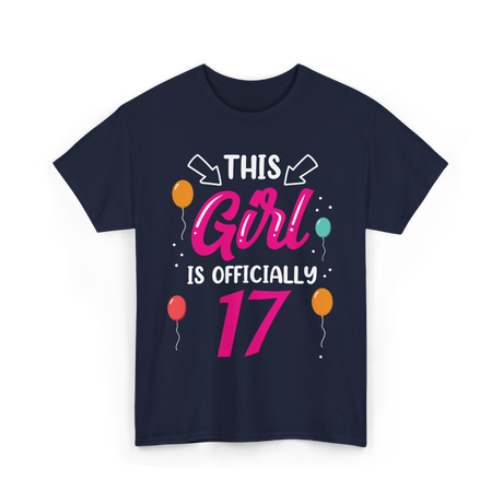 Girl 17 Birthday Celebration T-Shirt - Navy