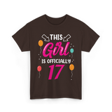 Girl 17 Birthday Celebration T-Shirt - Dark Chocolate