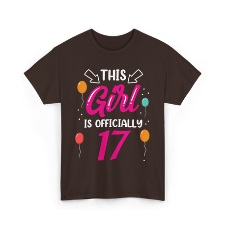 Girl 17 Birthday Celebration T-Shirt - Dark Chocolate