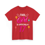 Girl 17 Birthday Celebration T-Shirt - Red