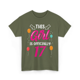 Girl 17 Birthday Celebration T-Shirt - Military Green