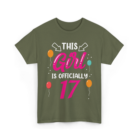 Girl 17 Birthday Celebration T-Shirt - Military Green