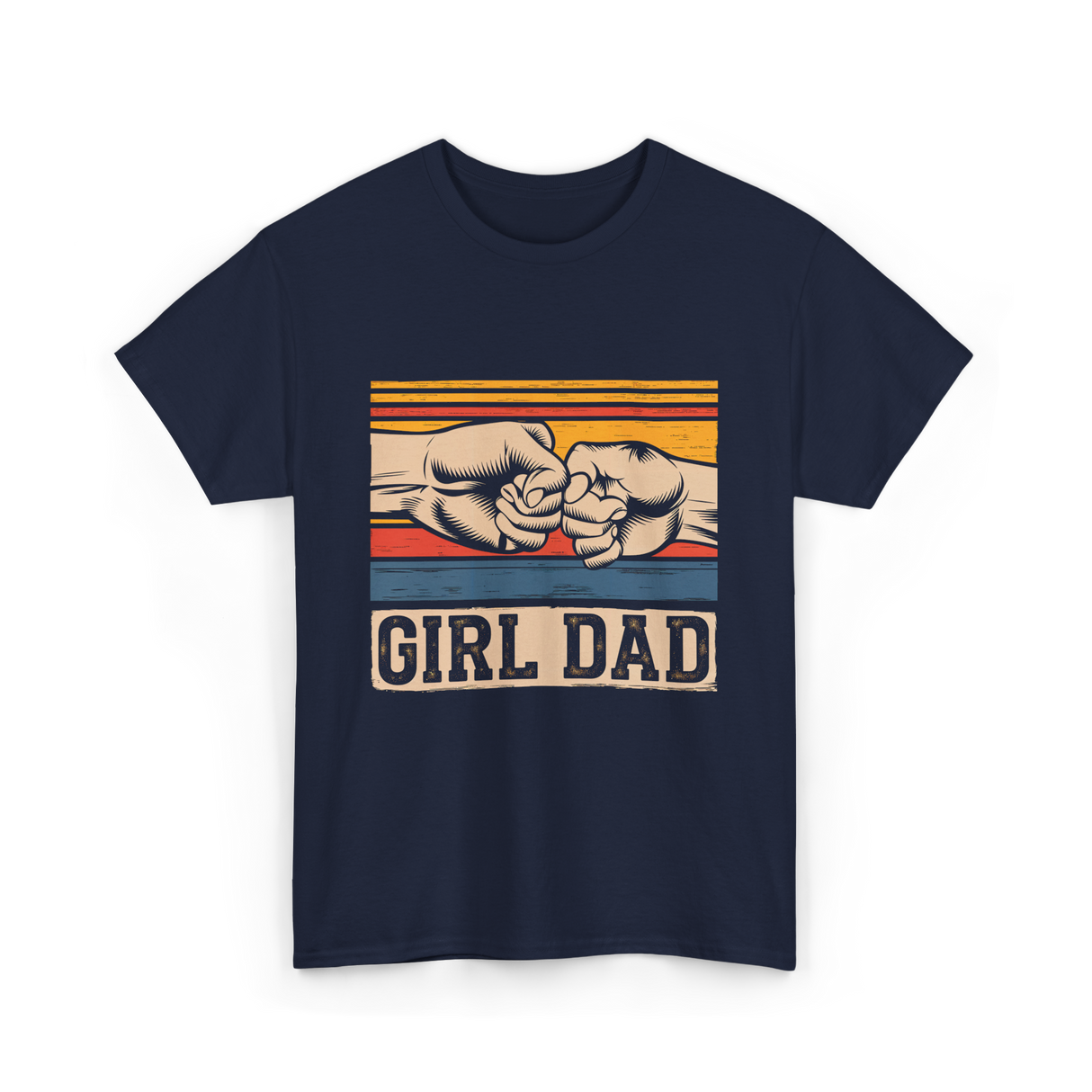 Girl Dad Father Daughters T-Shirt - Navy