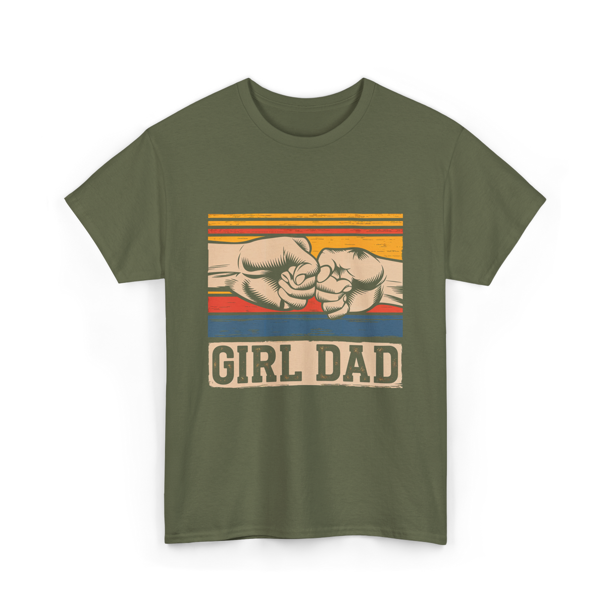 Girl Dad Father Daughters T-Shirt - Military Green