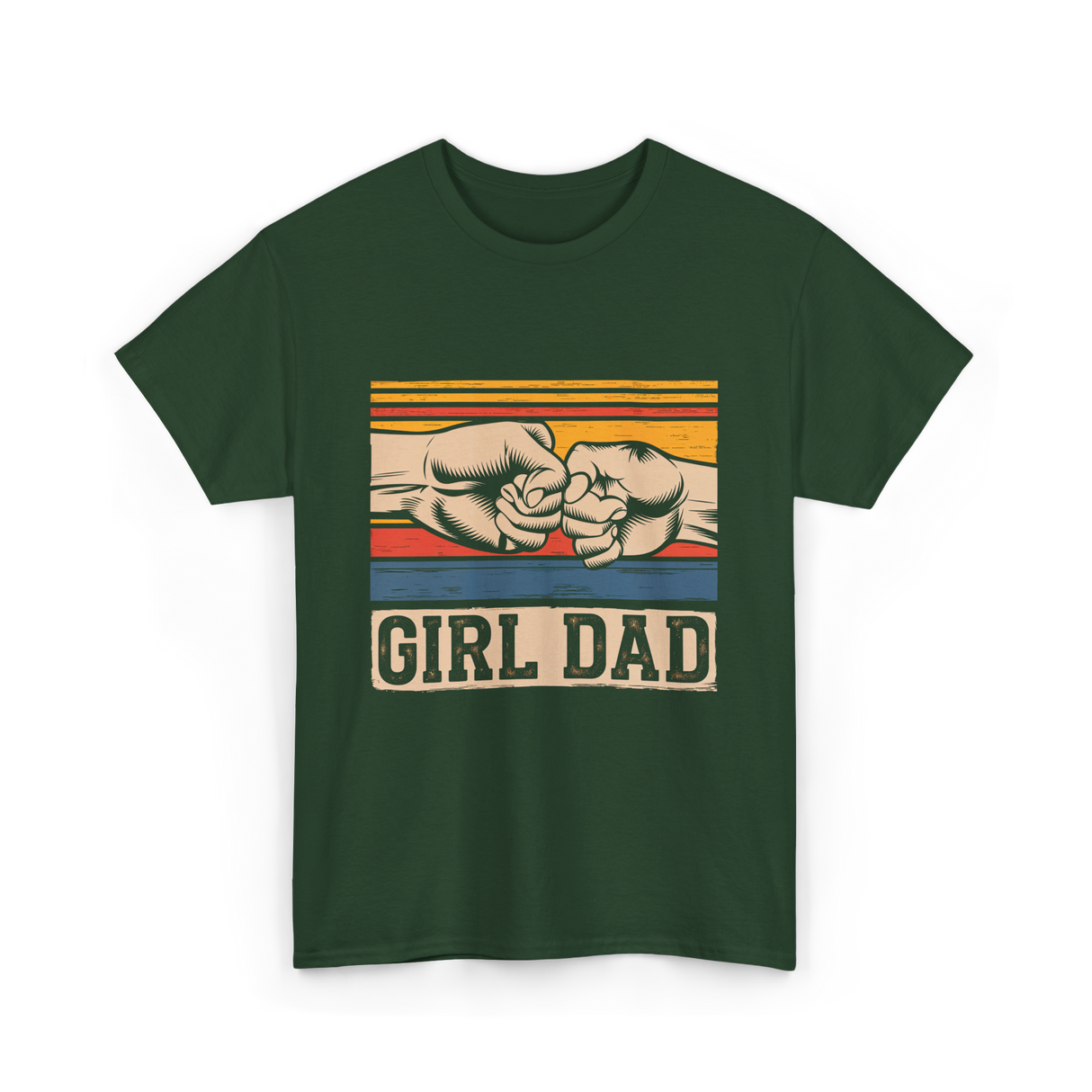 Girl Dad Father Daughters T-Shirt - Forest Green