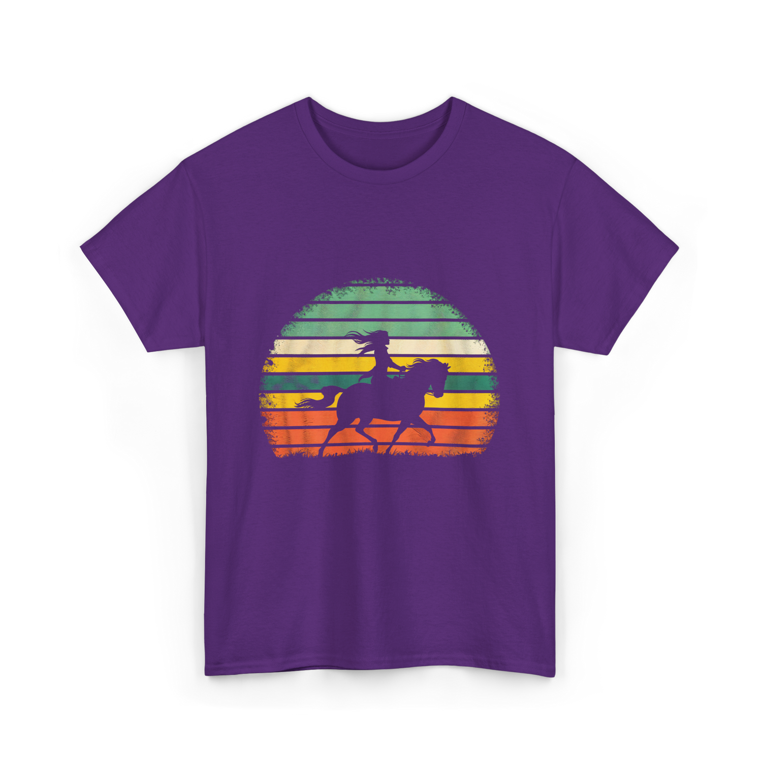 Girl Horse Riding Vintage Cowgirl T-Shirt - Purple