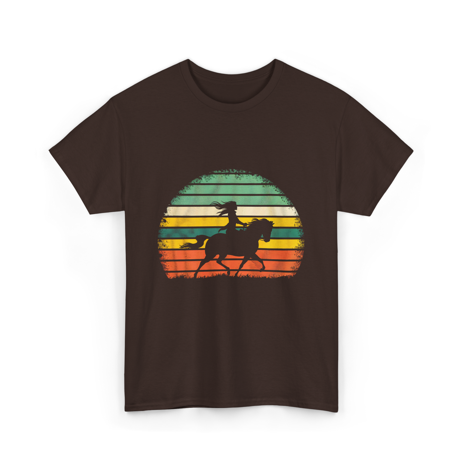 Girl Horse Riding Vintage Cowgirl T-Shirt - Dark Chocolate