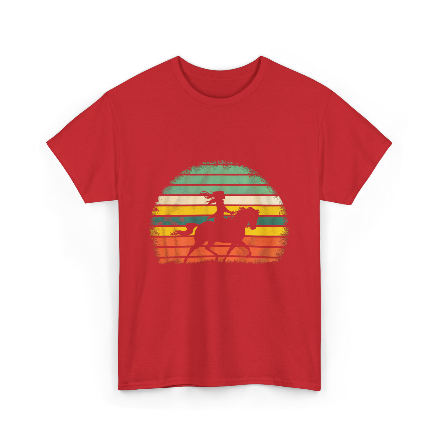 Girl Horse Riding Vintage Cowgirl T-Shirt - Red