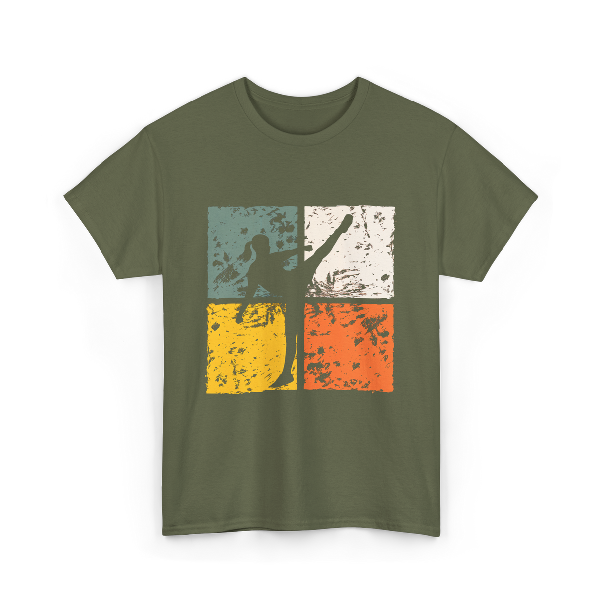 Girl Muay Thai Kickboxer Martial Arts T-Shirt - Military Green