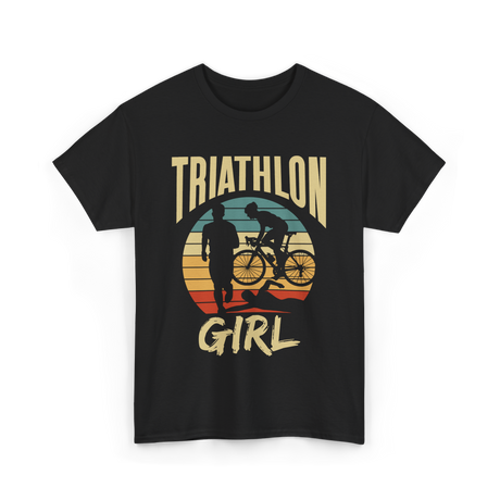 Girl Triathlete Sport Cycling T-Shirt - Black