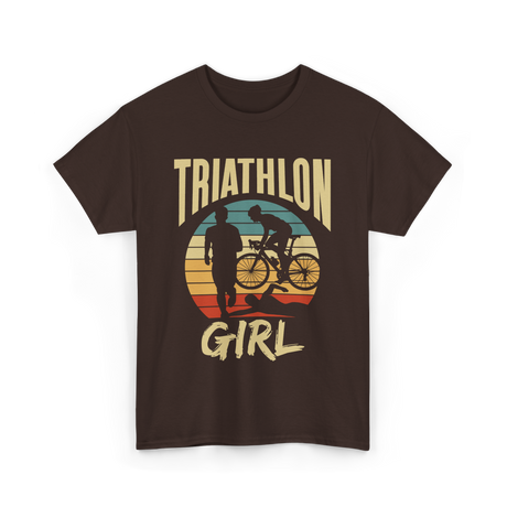 Girl Triathlete Sport Cycling T-Shirt - Dark Chocolate