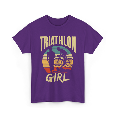 Girl Triathlete Sport Cycling T-Shirt - Purple