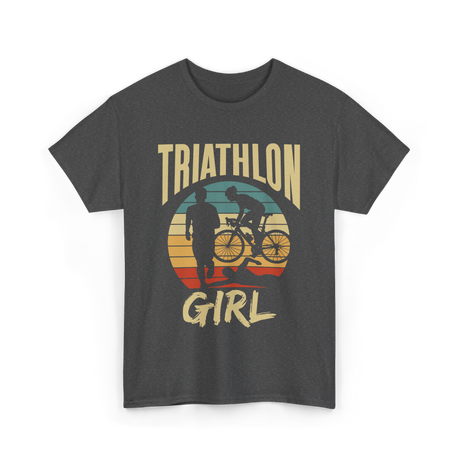 Girl Triathlete Sport Cycling T-Shirt - Dark Heather