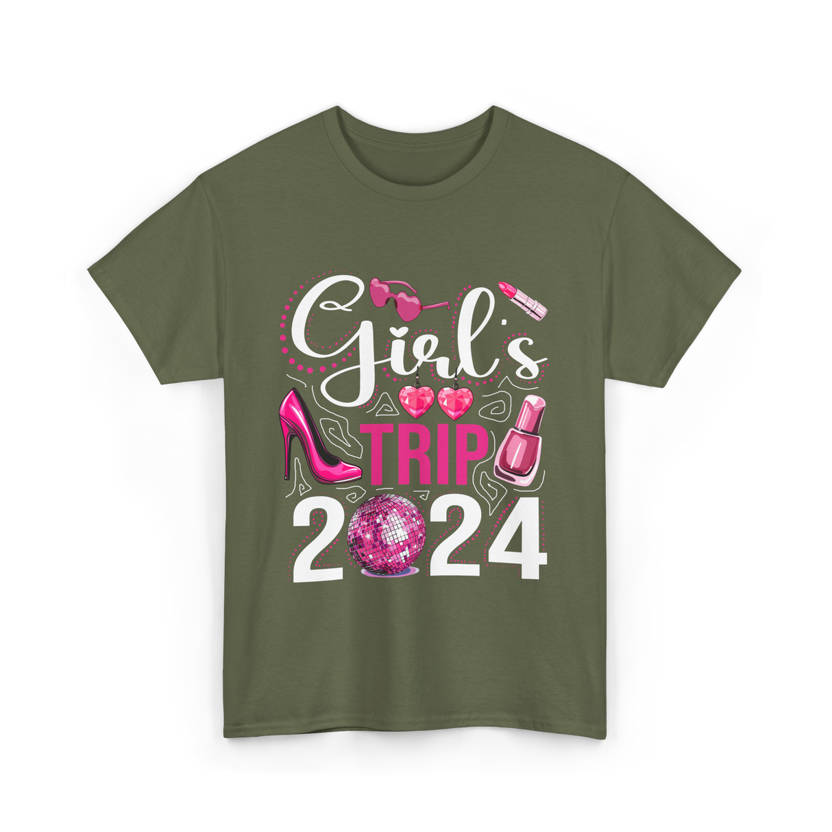 Girls Trip 2024 Friends T-Shirt - Military Green