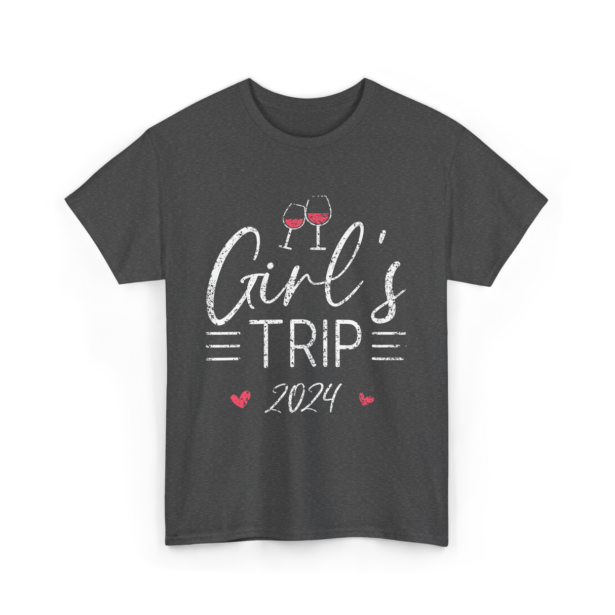 Girl's Trip 2024 Friends Travel T-Shirt - Dark Heather