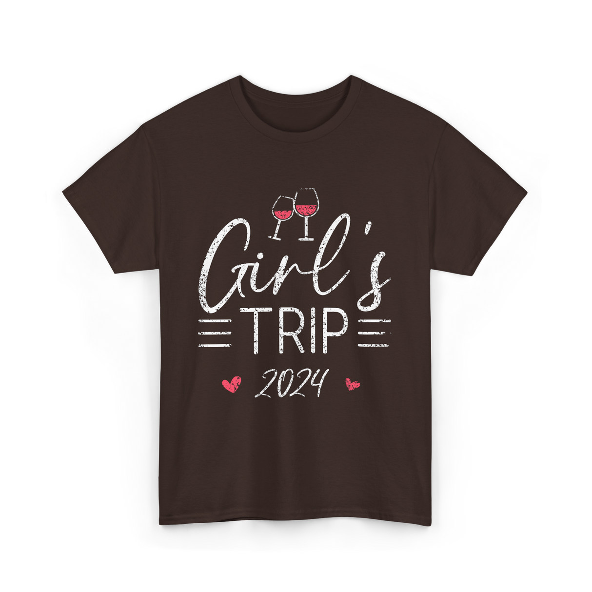 Girl's Trip 2024 Friends Travel T-Shirt - Dark Chocolate