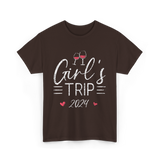 Girl's Trip 2024 Friends Travel T-Shirt - Dark Chocolate