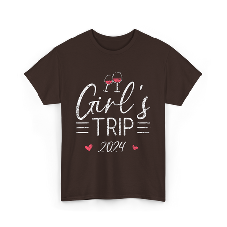 Girl's Trip 2024 Friends Travel T-Shirt - Dark Chocolate