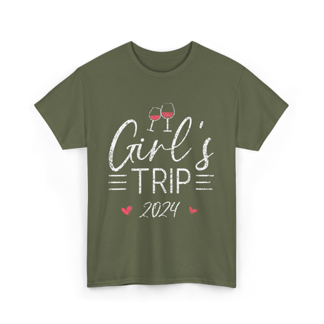 Girl's Trip 2024 Friends Travel T-Shirt - Military Green