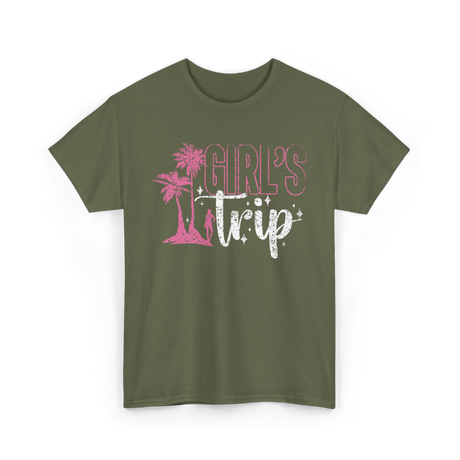 Girl's Trip Travel Adventure T-Shirt - Military Green