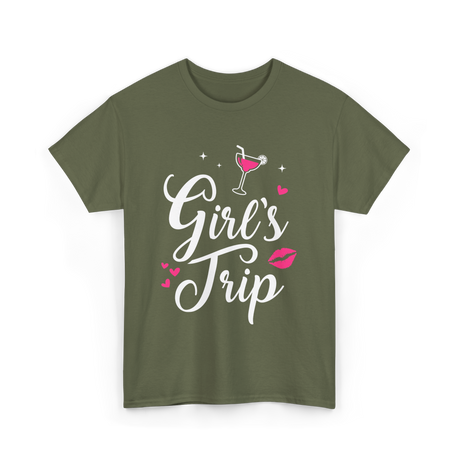 Girl's Trip Travel Adventure T-Shirt - Military Green