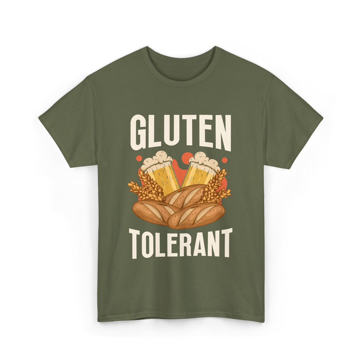 Gluten Tolerant Gluten Beer T-Shirt - Military Green