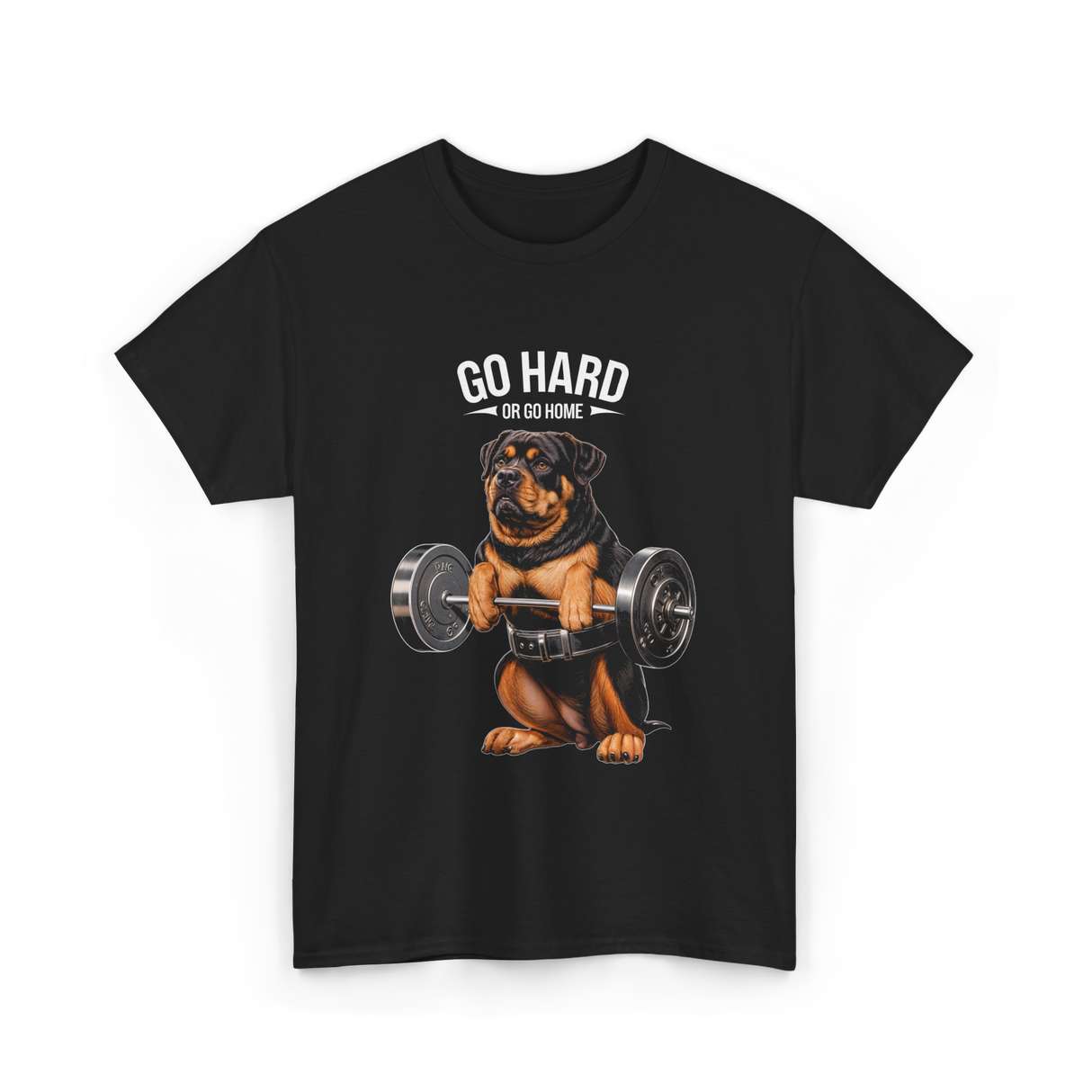 Go Hard Rottweiler Fitness Weightlifting T-Shirt - Black