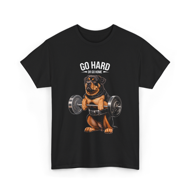 Go Hard Rottweiler Fitness Weightlifting T-Shirt - Black